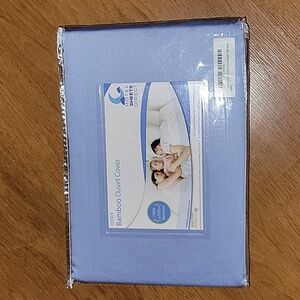 Hotel Sheets Direct Bamboo Duvet Cover 3pc set King Light blue corner ties New